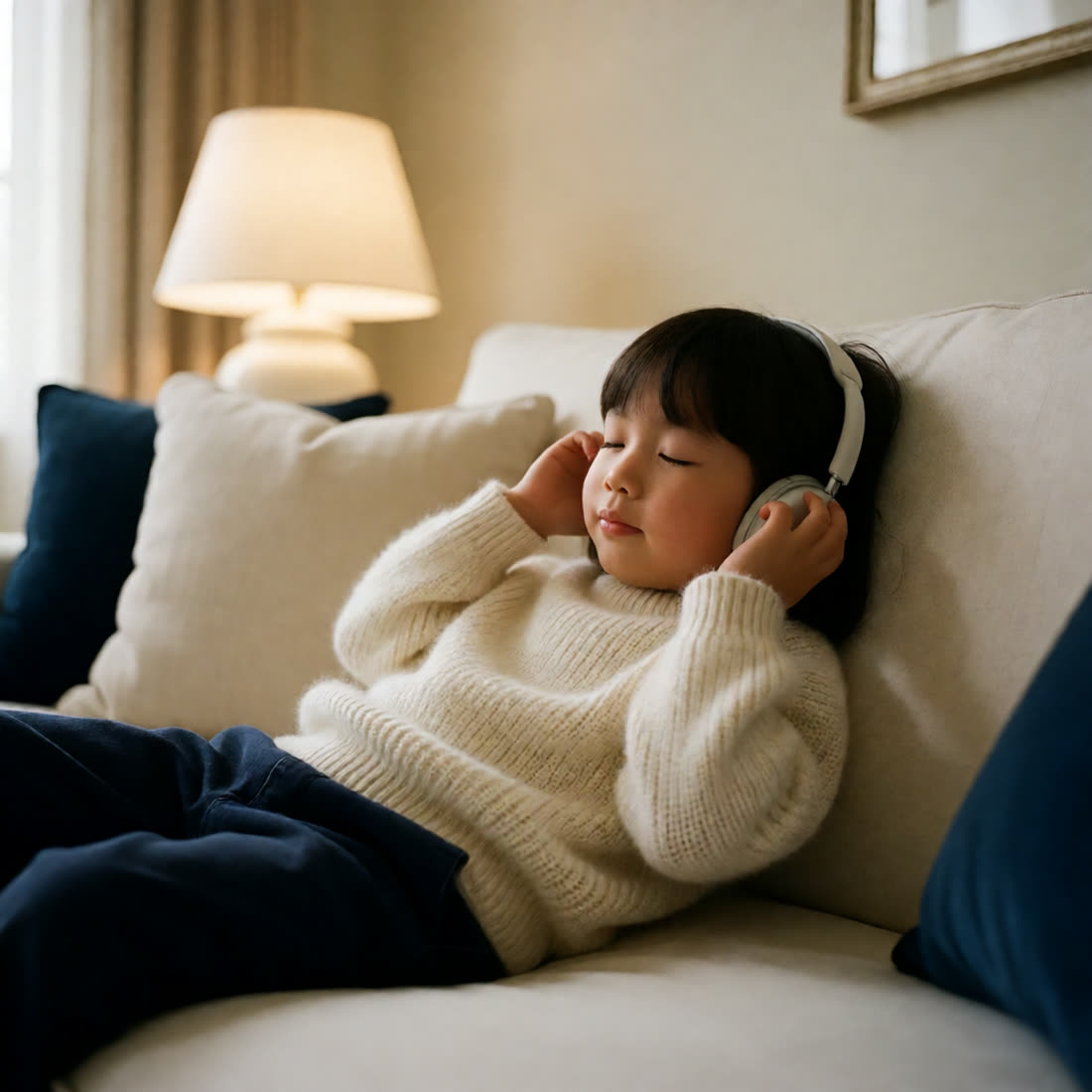 Enfant qui écoute une histoire au casque